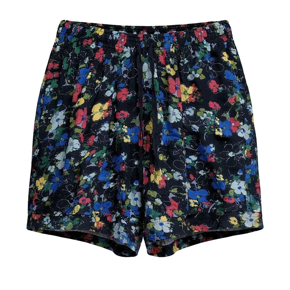 Uniqlo Floral Print Drawstring Shorts Elastic Waist Pockets Multicolor Festival